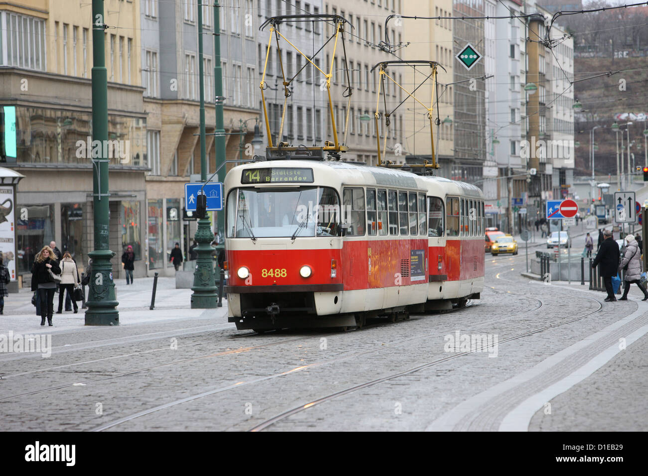 Tram, Prague Old Town, Praga, Repubblica Ceca, Europa Foto Stock