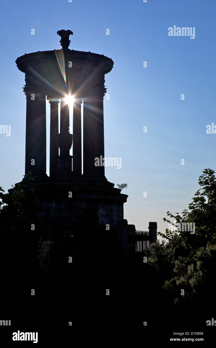 Dugald Stewart monumento in estate il sole, Calton Hill, Edimburgo, Scozia, Regno Unito, Europa Foto Stock