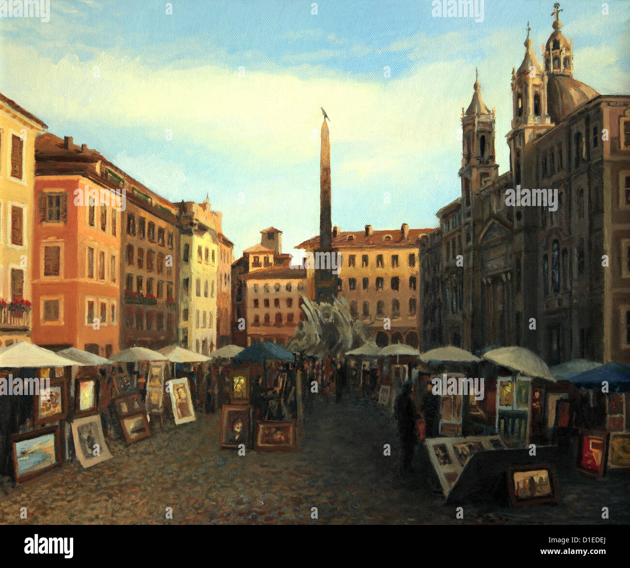 Un dipinto ad olio su tela di uno dei miei posti preferiti in Roma, Piazza  Navona in un tardo pomeriggio di giugno Foto stock - Alamy