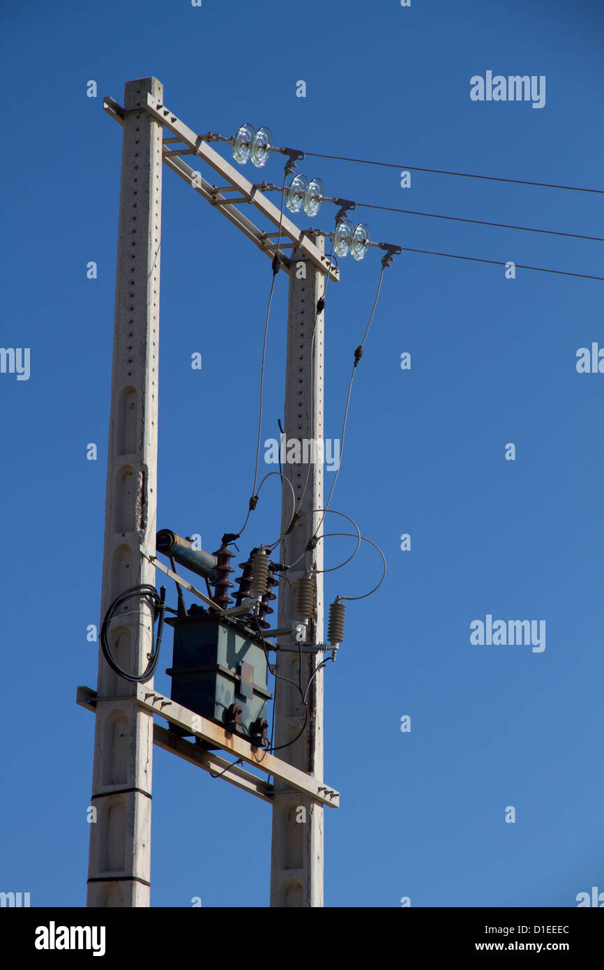 Vecchie linee elettriche Spagna Foto Stock