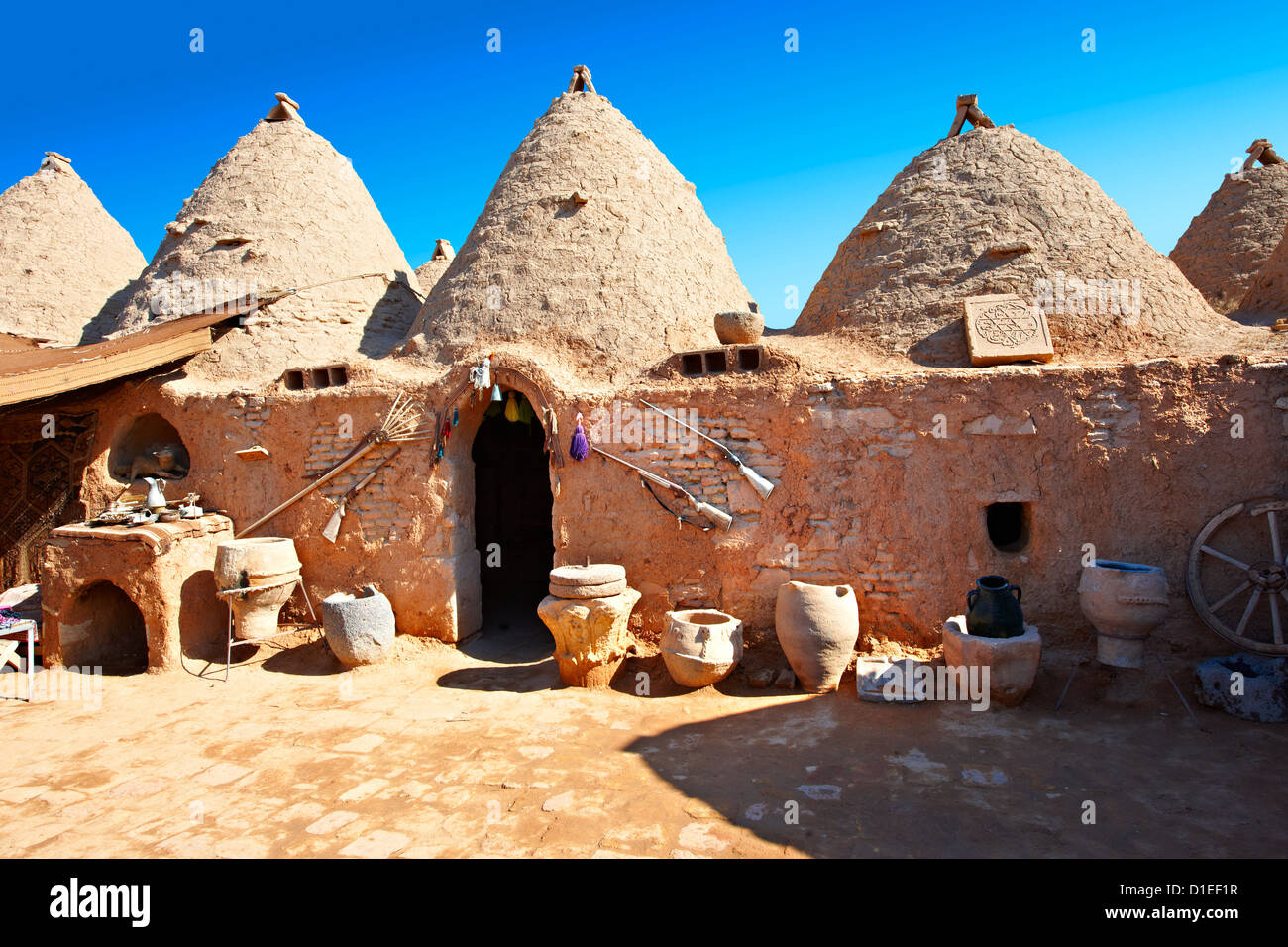Beehive edifici adobe di Harran, nel sud-ovest dell'Anatolia, Turchia. Foto Stock