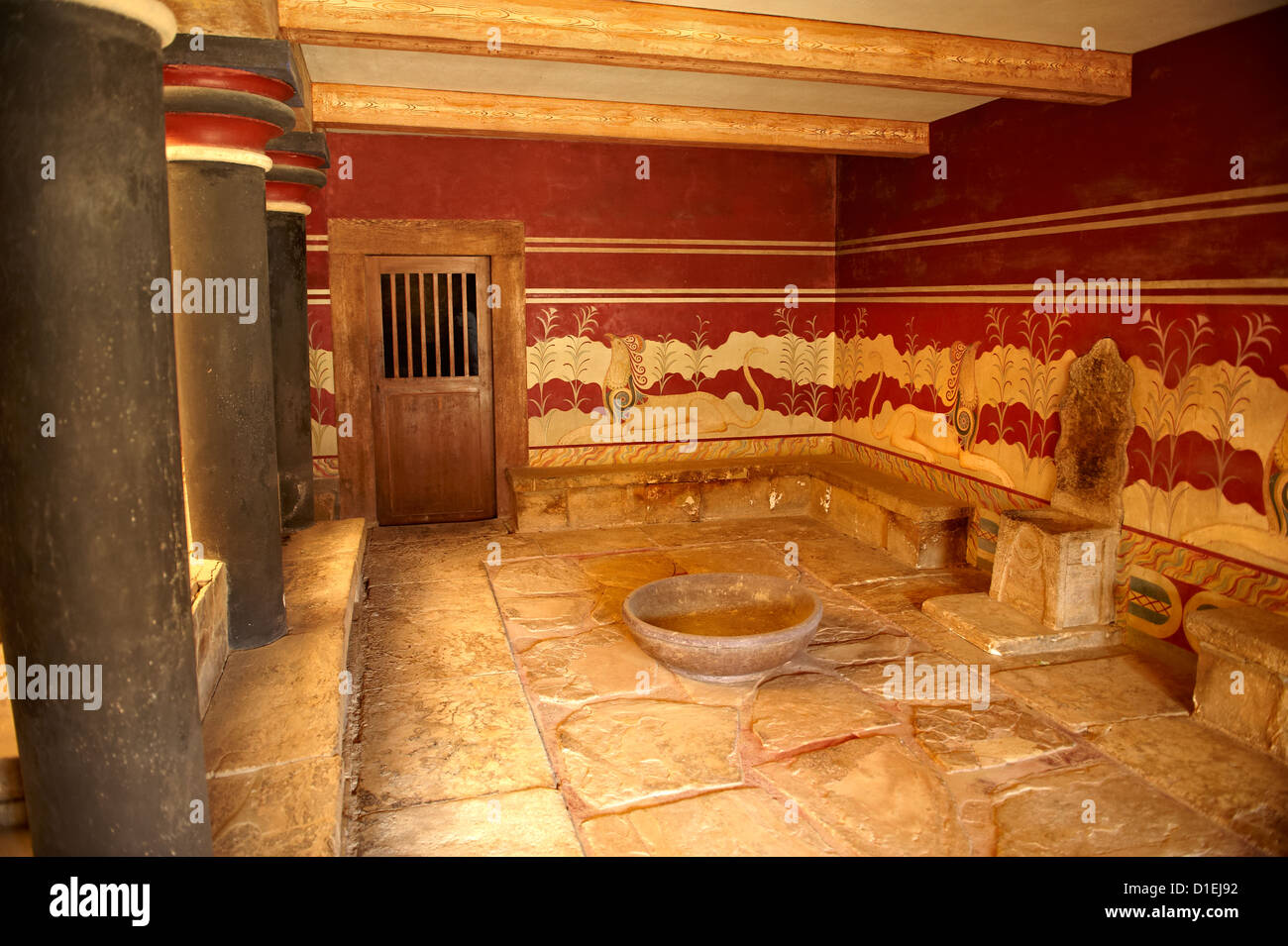 Arthur Evans la ricostruzione della cosiddetta Sala del Trono o piccola sala del trono, Cnosso sito archeologico minoico Foto Stock