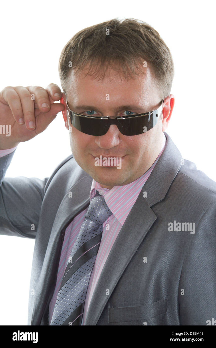 Ritratto di imprenditore su sfondo bianco .Affari e finanza. Più di questa serie sul mio portafoglio Foto Stock