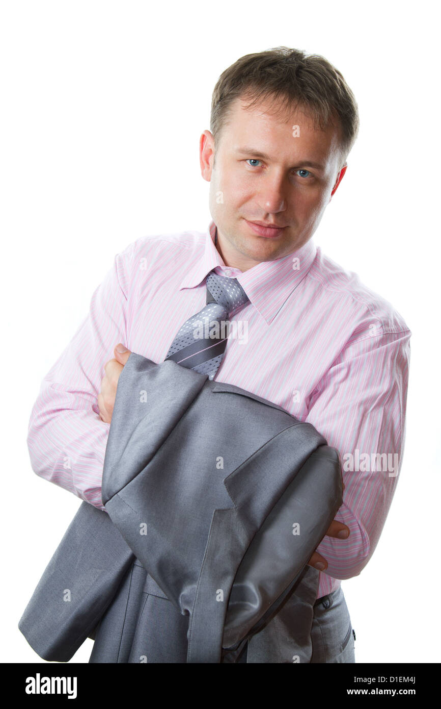 Ritratto di imprenditore su sfondo bianco .Affari e finanza. Più di questa serie sul mio portafoglio Foto Stock