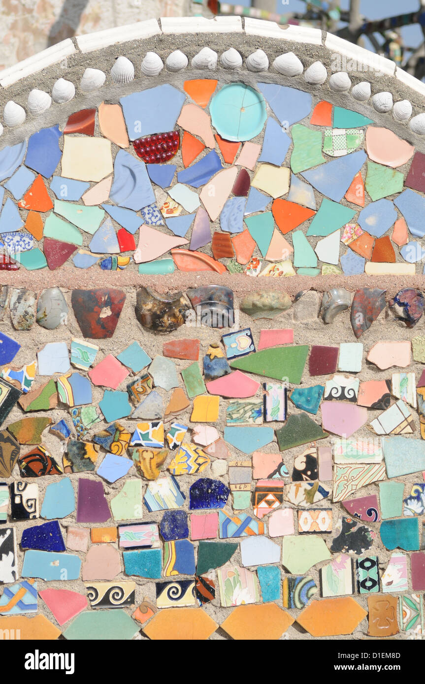 Un aspetto di watt Towers, o le torri di Simon Rodia, situato nel quartiere di watt di Los Angeles, California. Foto Stock