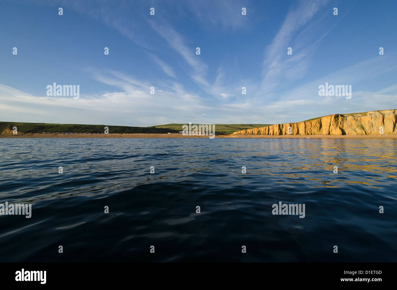 Acqua dolce parco vacanze e Burton Cliff Burton Bradstock, Jurassic Coast, Dorset Foto Stock