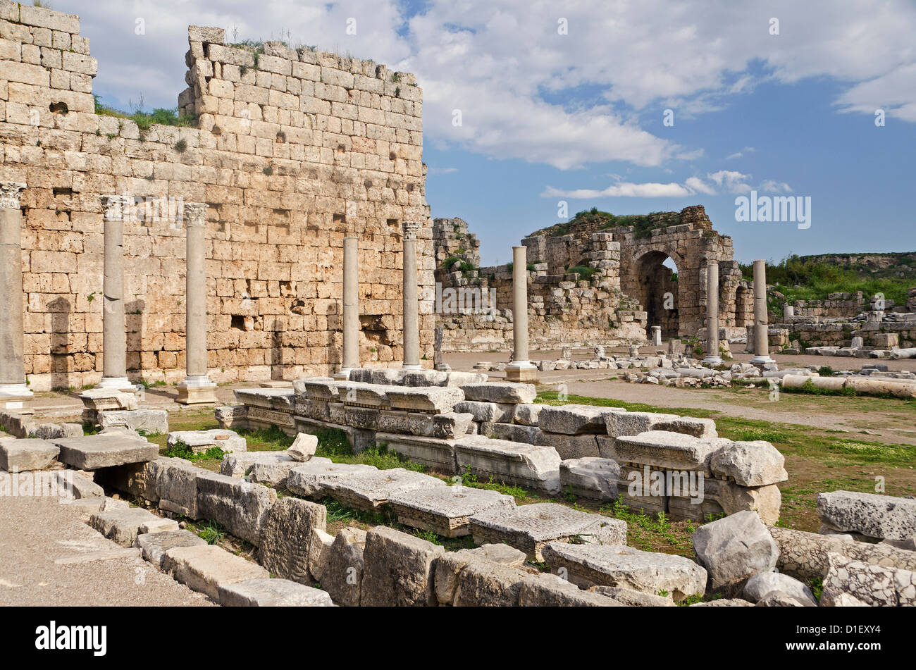 Scavo di sito di Perge, Turchia Foto Stock