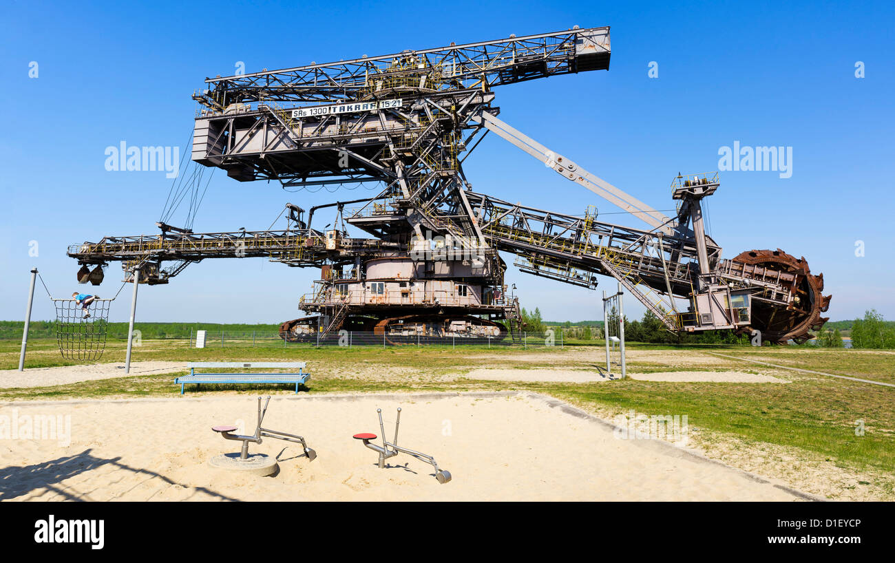 Benna-escavatore a ruote in Ferropolis open air museum vicino Graefenhainichen, Sassonia-Anhalt, Germania Foto Stock