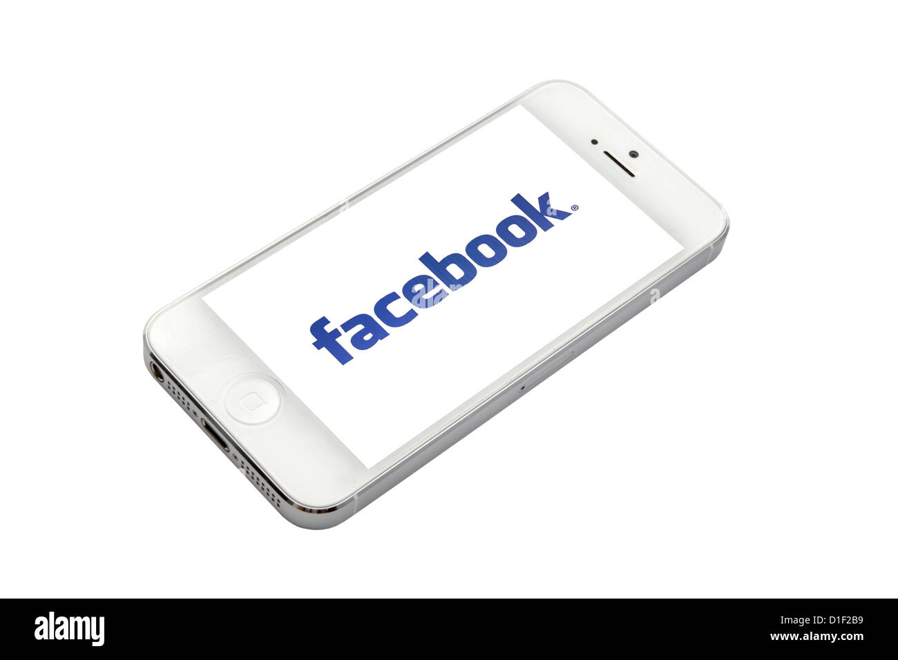 Logo di facebook su un iPhone 5 schermo Foto Stock