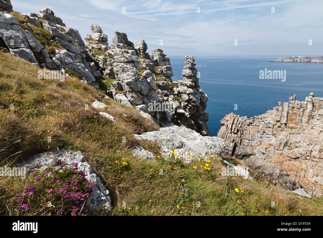 Pointe de Penhir, Crozon Peninsula, Finistère Bretagna, Francia Foto Stock