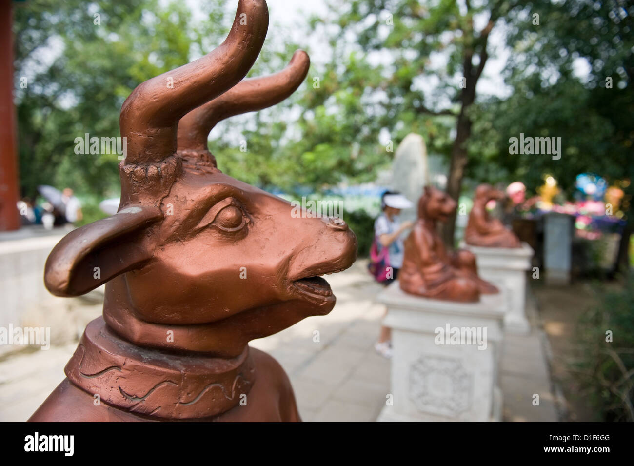 In bronzo dello zodiaco cinese Ox Foto Stock
