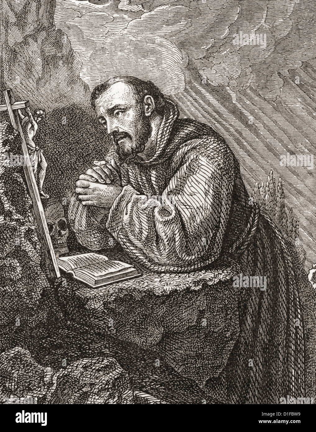 San Francesco di Assisi, nato Giovanni Francesco di Bernardone, 1181 - 1226. Cattolica italiana frate predicatore e. Foto Stock