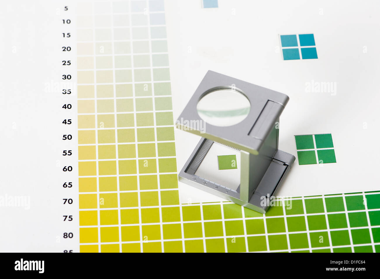 Biancheria tester sul diagramma dei colori Foto Stock