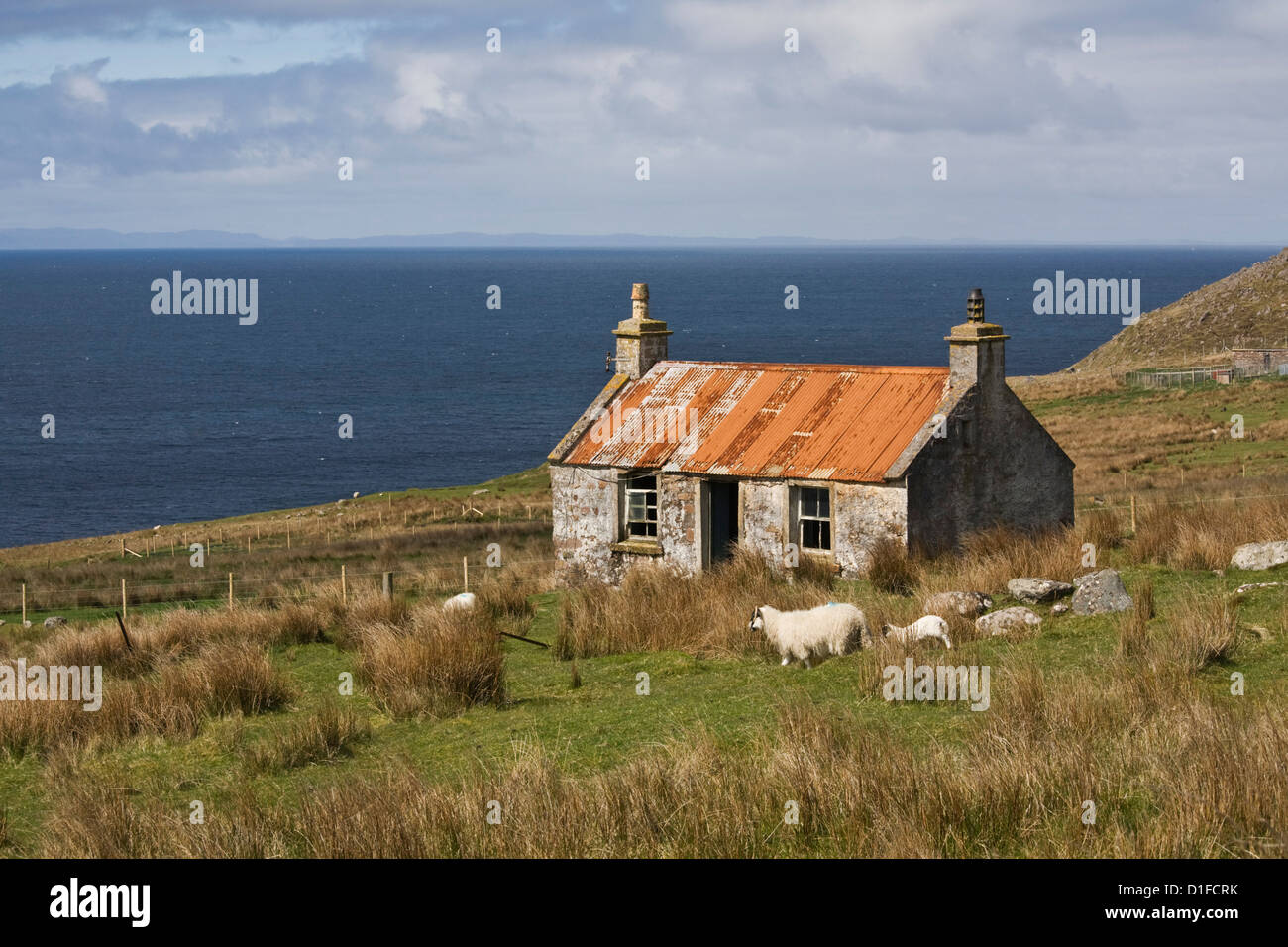 Abbandonato croft, Wester Ross, Highlands, Scotland, Regno Unito, Europa Foto Stock