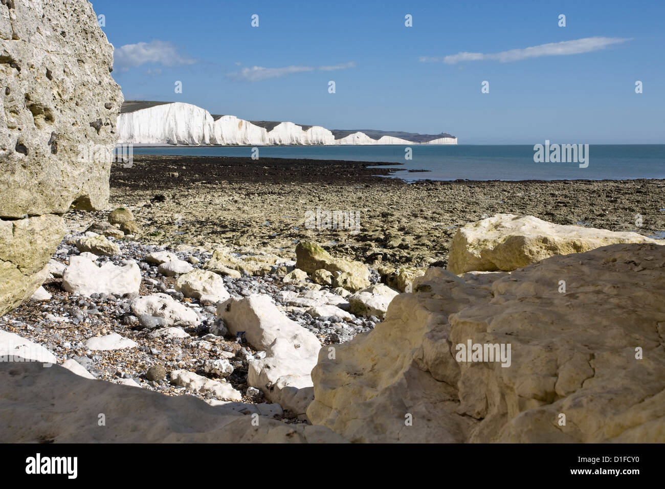Costa al Sette sorelle, Speranza Cove, vicino a Seaford, East Sussex, England, Regno Unito, Europa Foto Stock