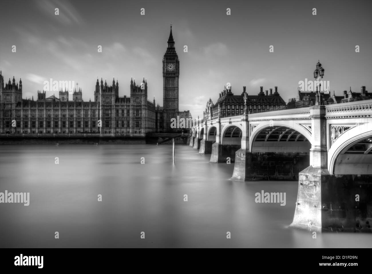 Westminster Bridge e le case del parlamento di Londra, Inghilterra Foto Stock
