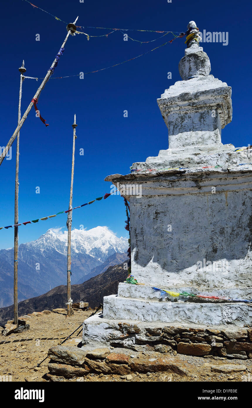 Stupa, Langtang National Park, Bagmati, Regione centrale (Madhyamanchal), Nepal, Himalaya, Asia Foto Stock