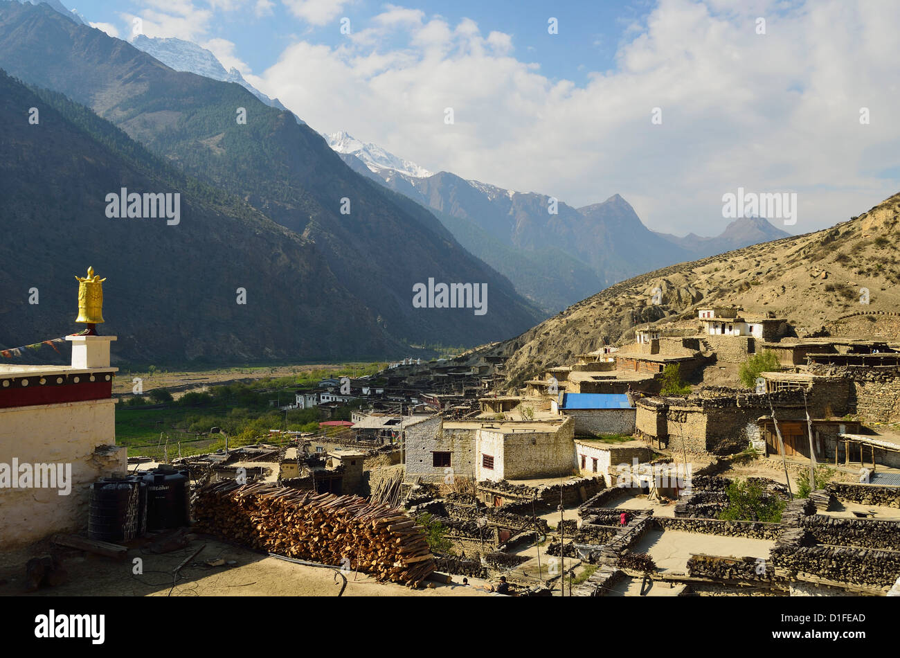 Marpha village, Annapurna Area di Conservazione, Mustang distretto, Dhawalagiri (Dhaulagiri), Regione Occidentale (Pashchimanchal), Nepal Foto Stock