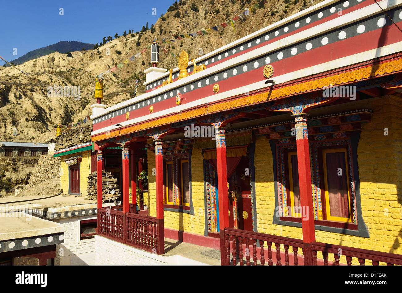 Gomba, Marpha, Annapurna Area di Conservazione, Mustang distretto, Dhawalagiri (Dhaulagiri), Regione Occidentale (Pashchimanchal), Nepal Foto Stock