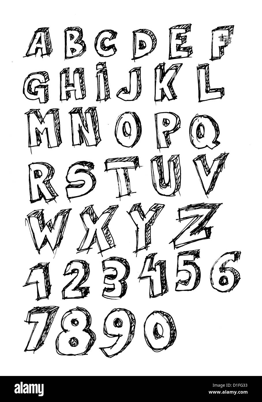 Apprendimento, ABC alfabeto scritto a mano su un pezzo di carta Foto stock  - Alamy