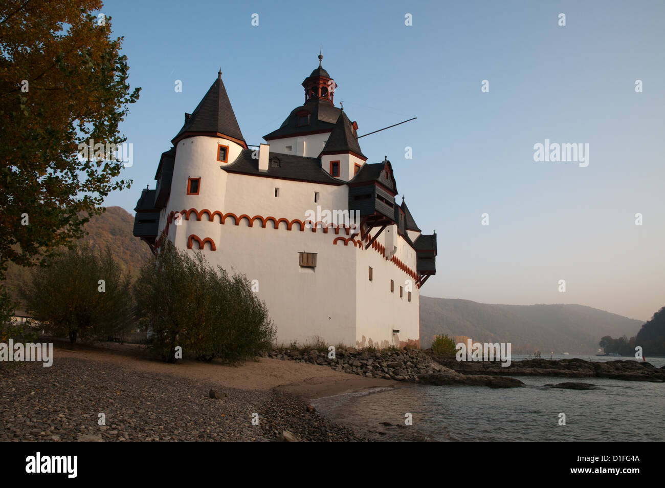 Toll castello Pfalzgrafenstein, valle del Reno, Germania Foto Stock