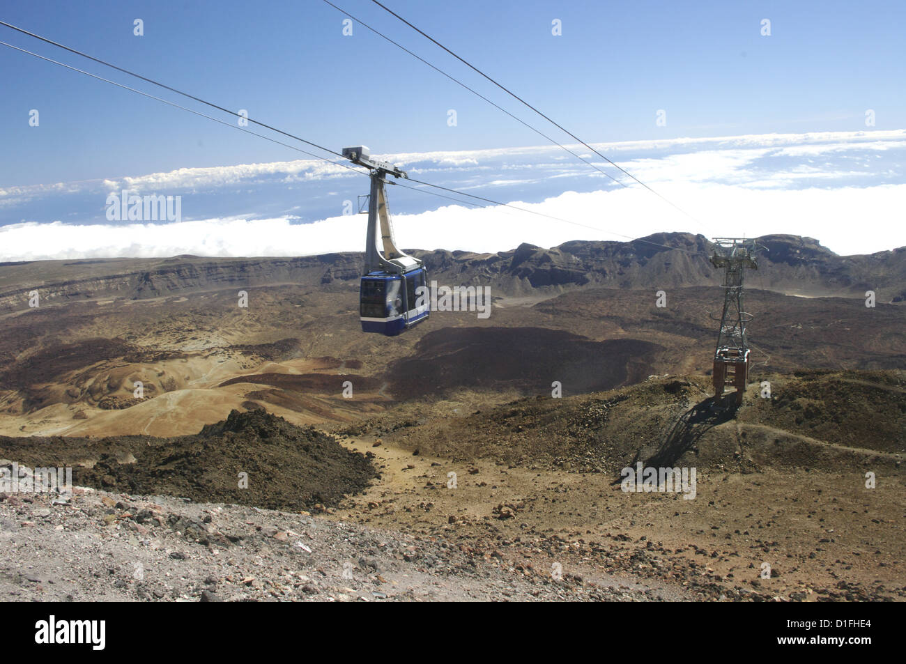 La funivia che conduce a El Teide, Tenerife, Isole Canarie Foto Stock