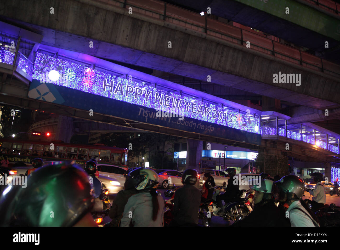 Natale Capodanno 2013 Display illuminazione a Bangkok Foto Stock