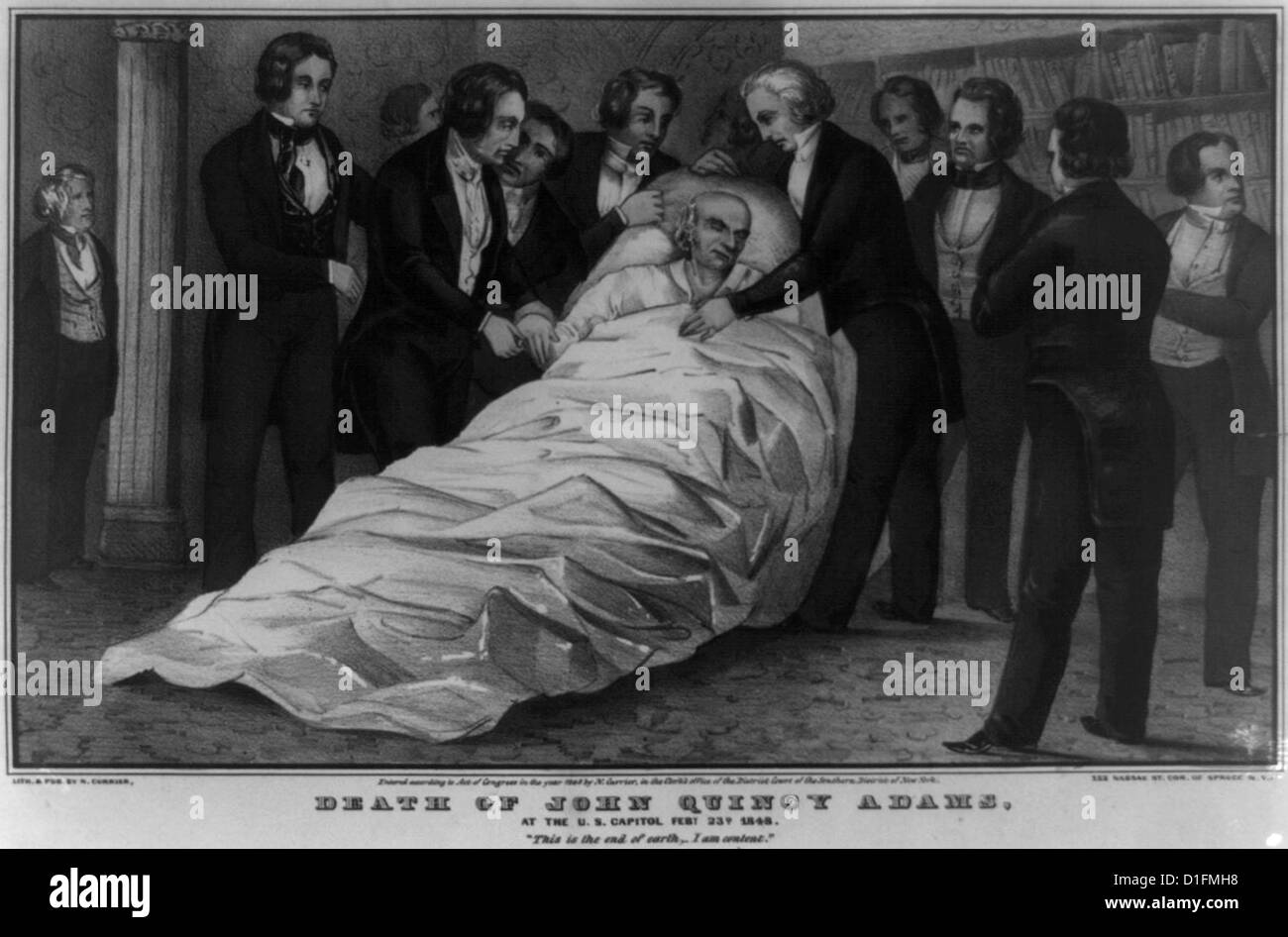 La morte di John Quincy Adams, sesto presidente degli Stati Uniti dal 1825 al 1829 Foto Stock