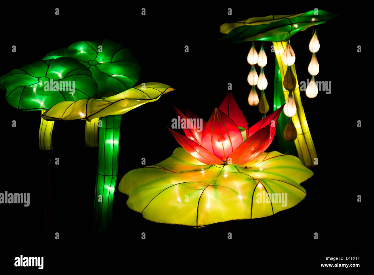 I religiosi lotus lanterna Foto Stock