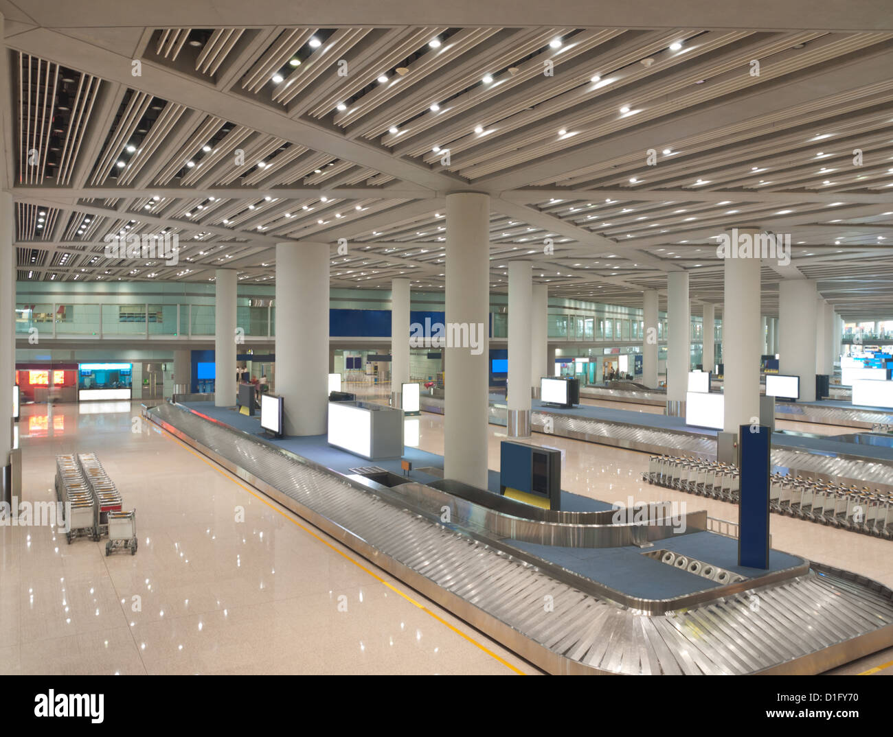 Trasporto bagagli area all'aeroporto internazionale di Pechino, terminale 3. Foto Stock