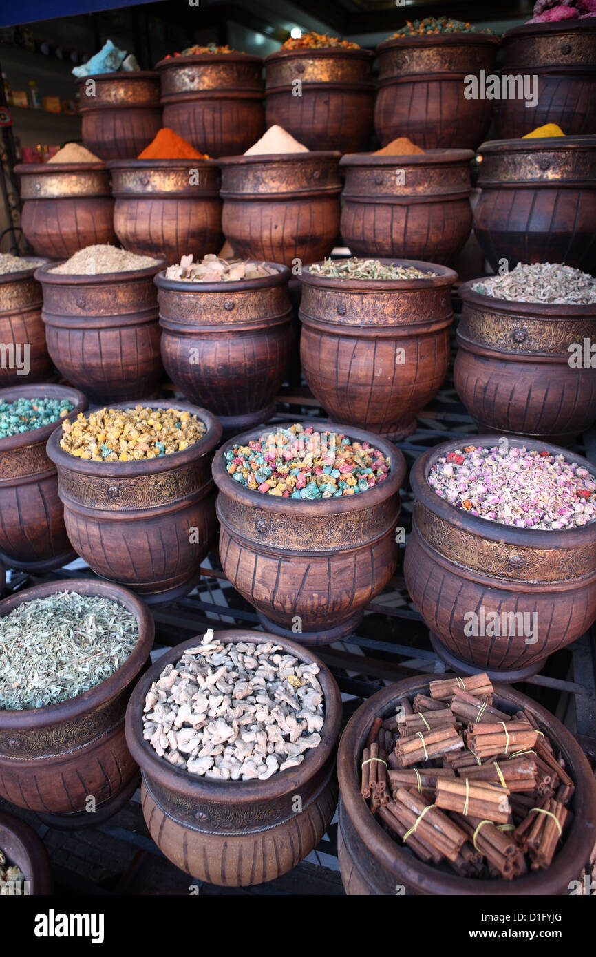 Negozio di spezie, Marrakech, Marocco, Africa Settentrionale, Africa Foto Stock
