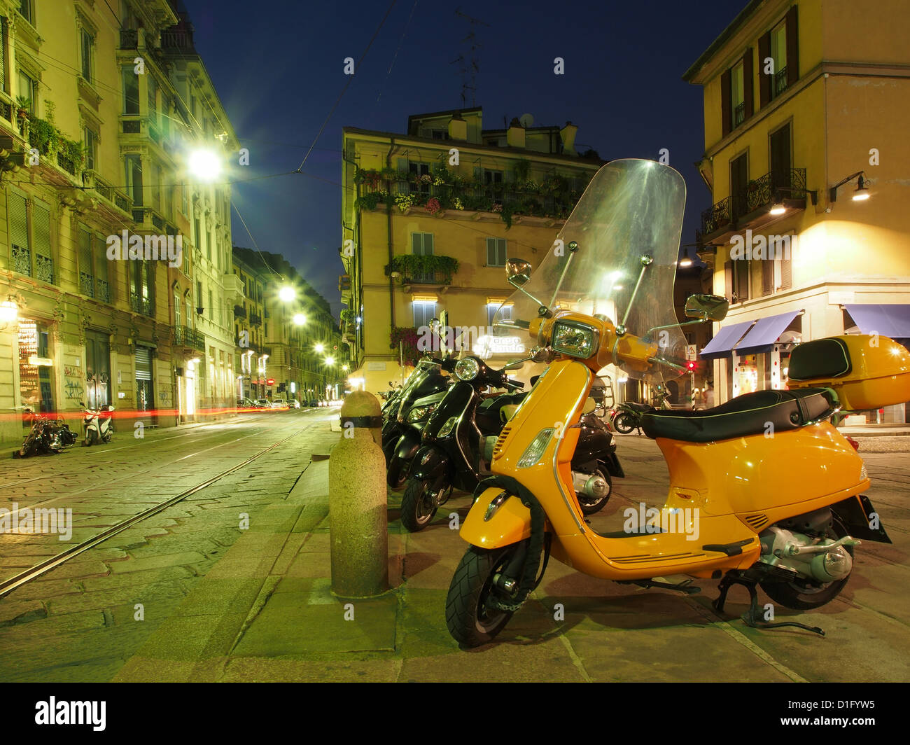 Scooter, il quartiere di Brera, Milano, Lombardia, Italia, Europa Foto Stock