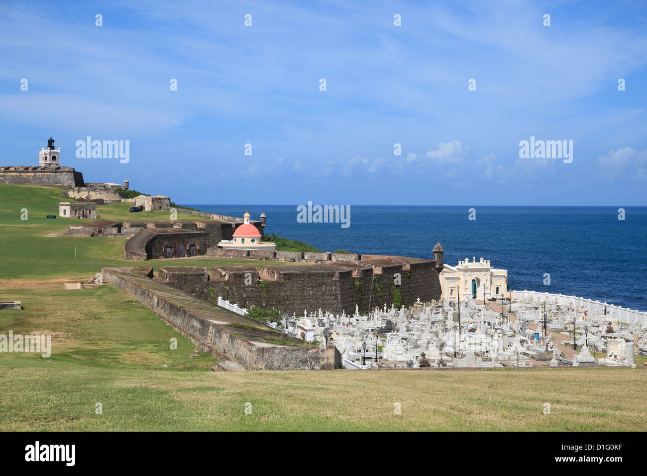 El Morro Morro (castello), San Felipe, Fort e cimitero, San Juan Vecchia San Juan, Puerto Rico, West Indies, Caraibi, STATI UNITI D'AMERICA Foto Stock