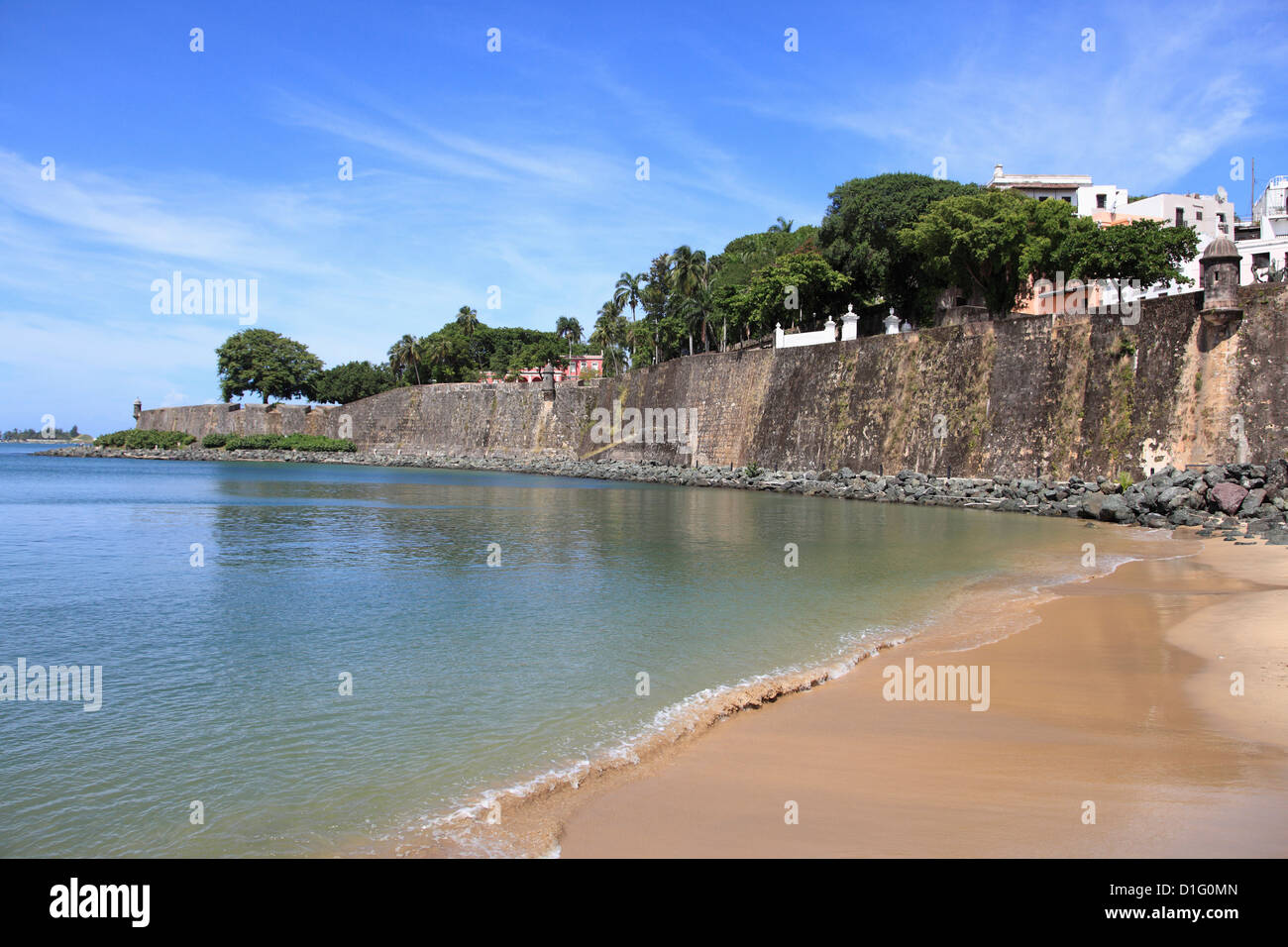 Vecchie mura della città, San Juan Vecchia San Juan, Puerto Rico, West Indies, Caraibi, Stati Uniti d'America, America Centrale Foto Stock