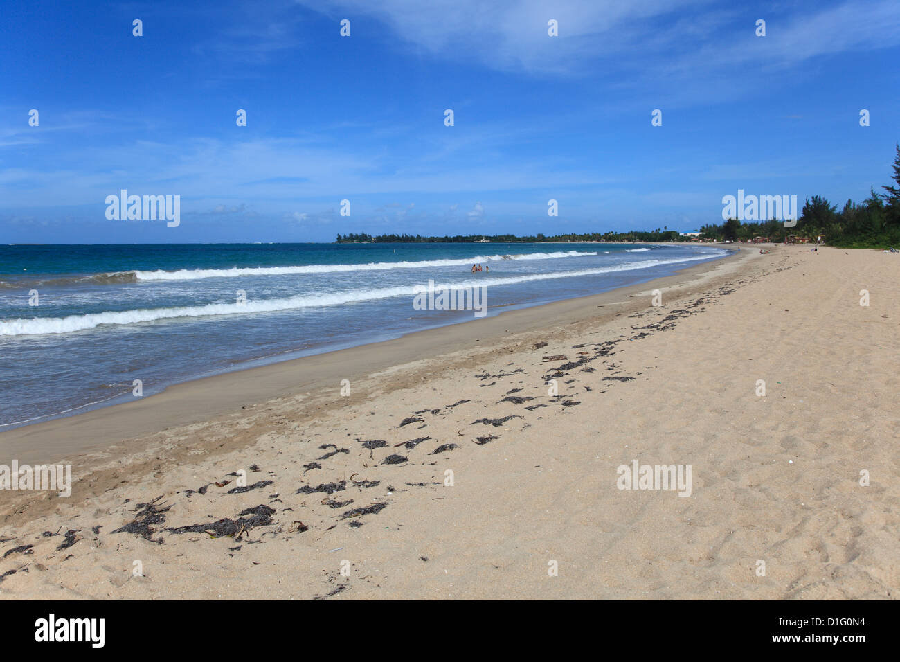 Spiaggia, Isla Verde, San Juan, Puerto Rico, West Indies, Caraibi, Stati Uniti d'America, America Centrale Foto Stock