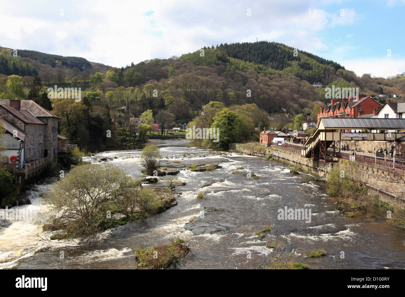 Fiume Dee, Llangollen, Dee Valley, Denbighshire, il Galles del Nord, Wales, Regno Unito, Europa Foto Stock