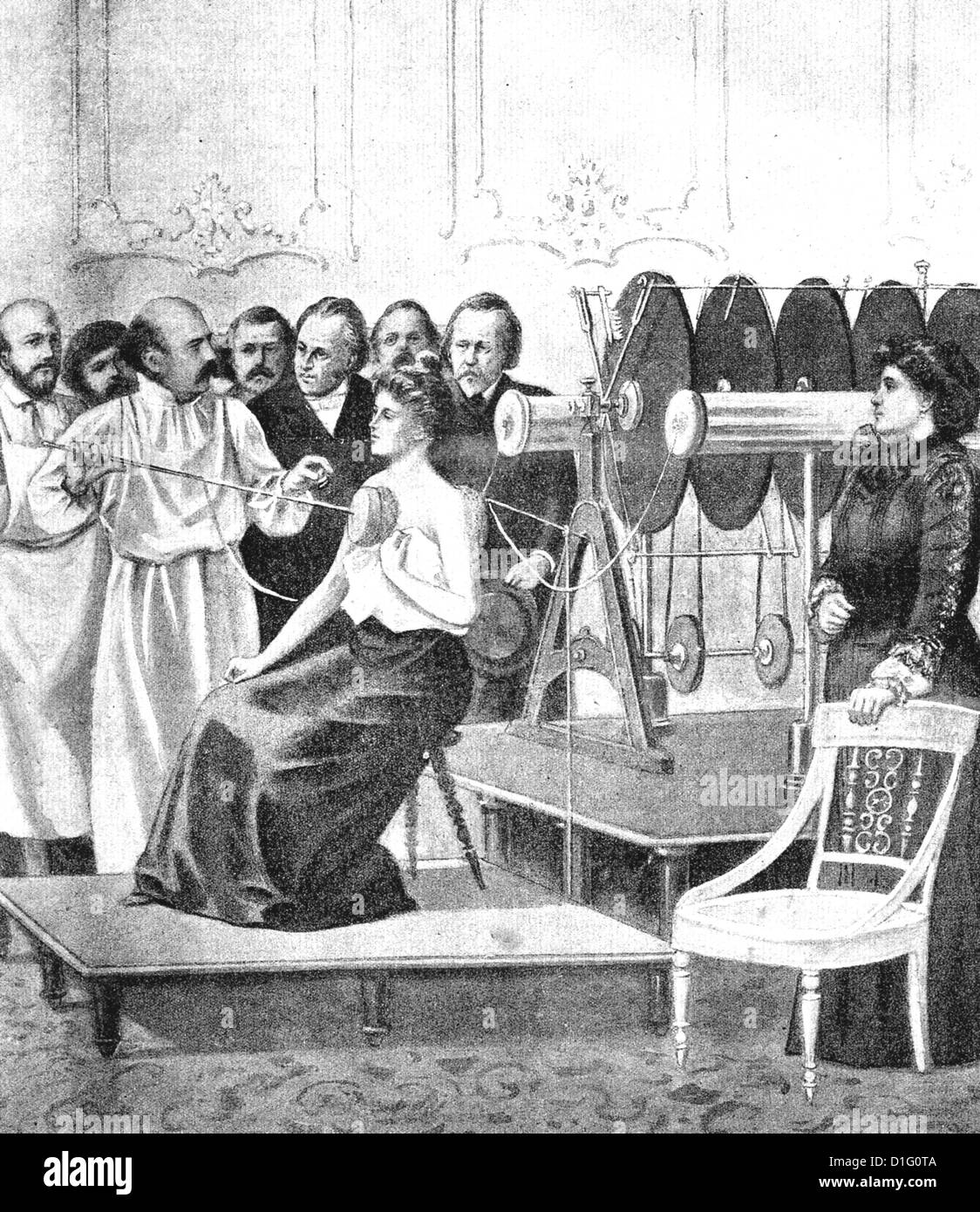 La tubercolosi un trattamento elettrico come mostrato nella rivista francese Le Petit Journal nel 1901 Foto Stock