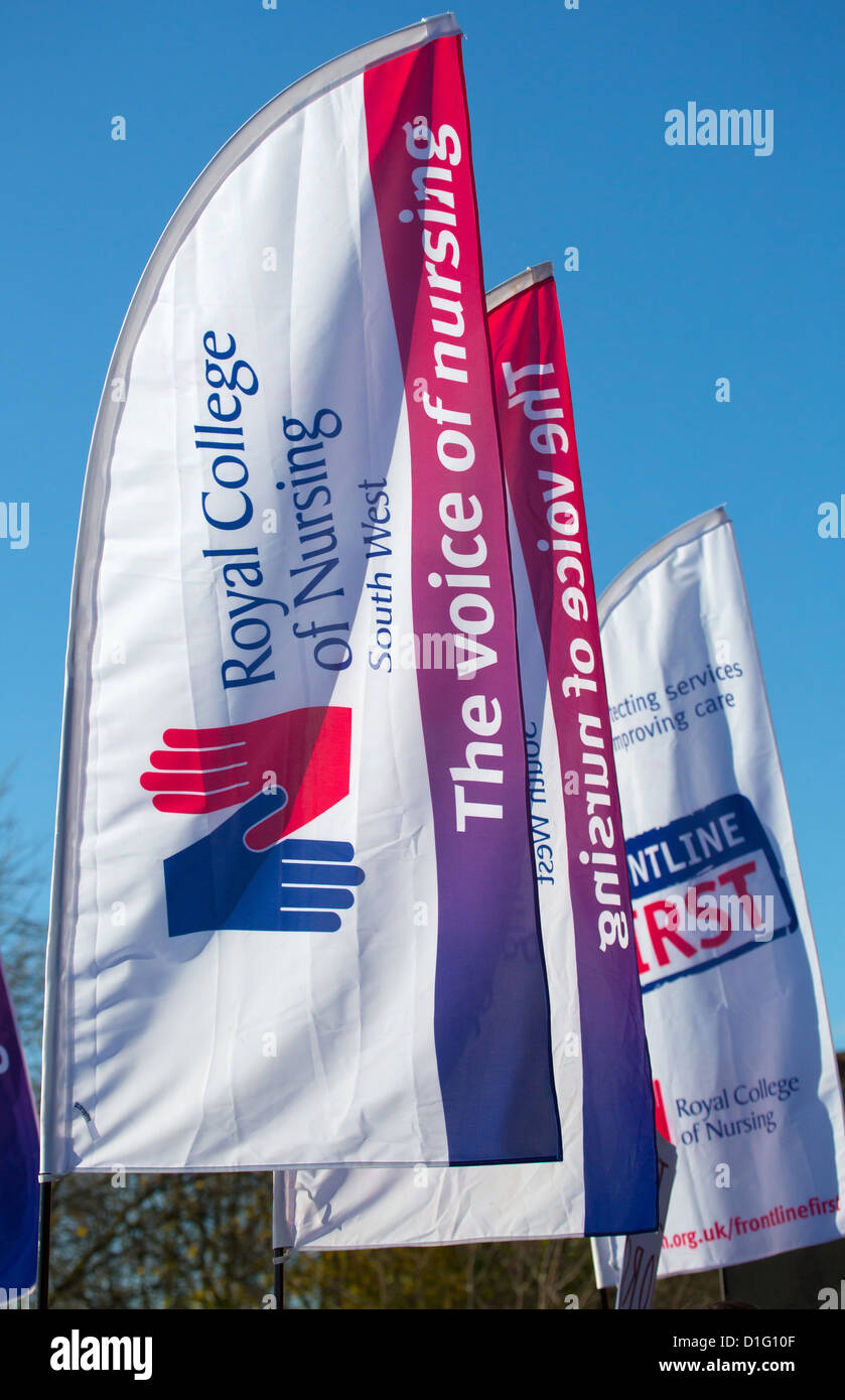 Banner del Royal College of Nursing a una protesta nel rally di Bristol REGNO UNITO Foto Stock