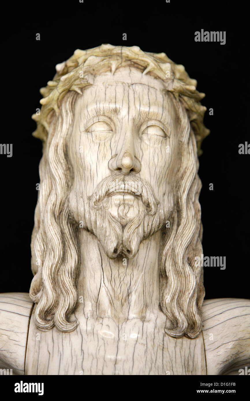 Cristo scultura in la cattedrale di Notre Dame di Parigi Museo del Tesoro, Parigi, Francia, Europa Foto Stock