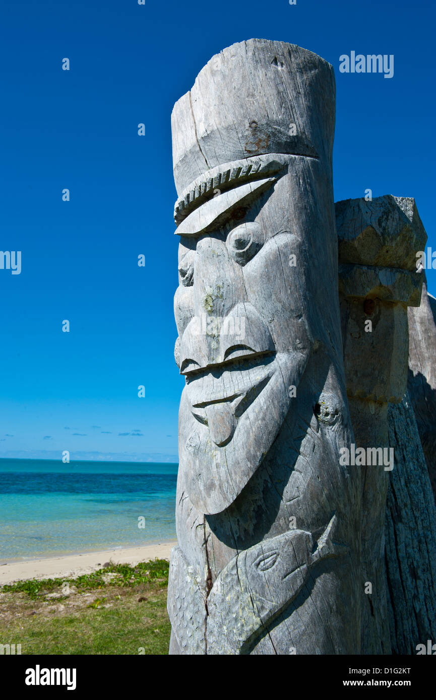 Tradizionali di intaglio del legno a l'Ile des Pins, Nuova Caledonia, Melanesia, South Pacific Pacific Foto Stock