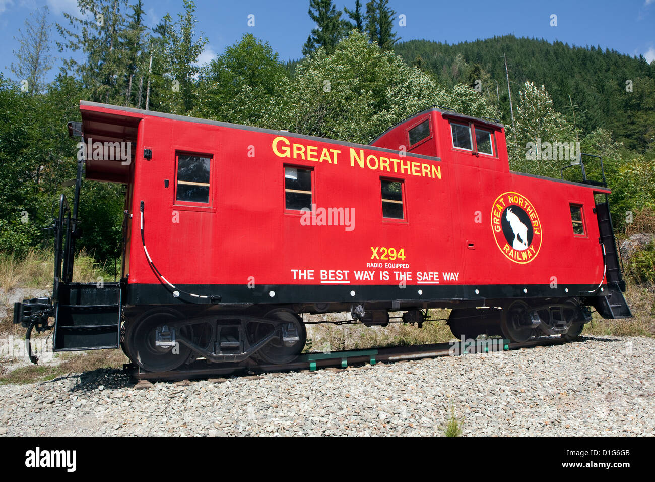 Grande Nord del convoglio ferroviario caboose Foto Stock