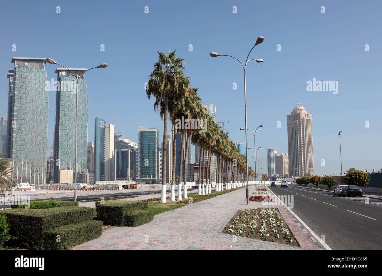 Vicolo in Doha downtown district. Il Qatar, Medio Oriente Foto Stock