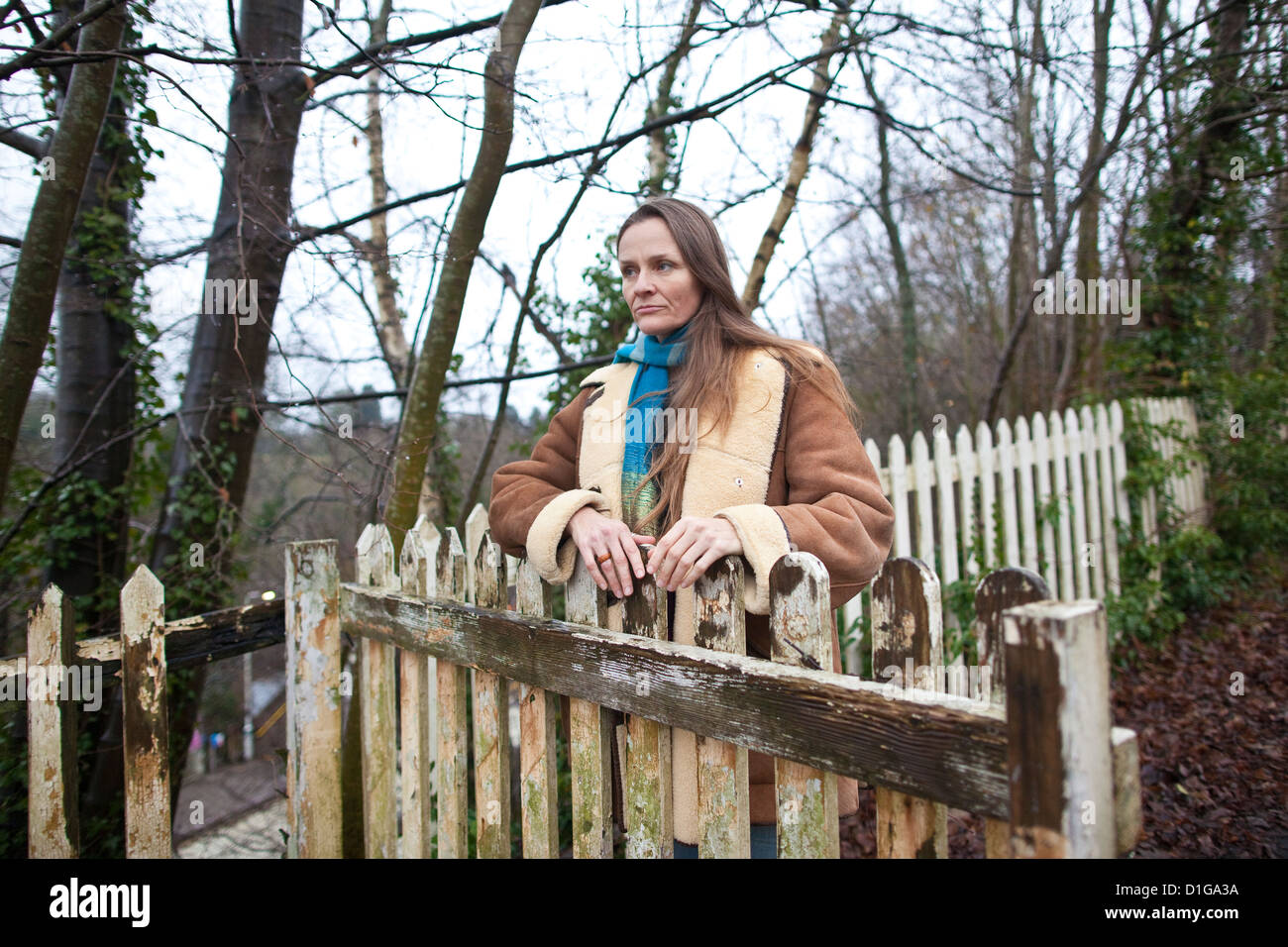 Vanessa Vine, 'No Fracking in Sussex' diruttori, fotografato a Balcombe vicino al sito fracking in Home Counties campagna. Foto Stock