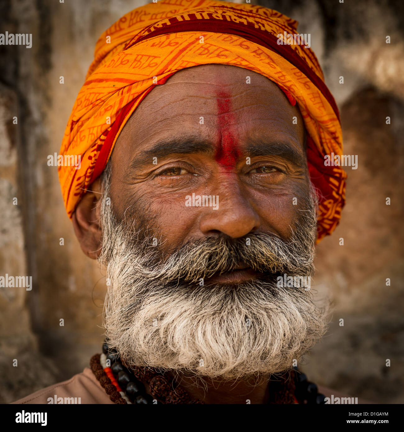 Ritratto di un Sadhu, santo uomo, tempio di Pashupatinath, Kathmandu, Nepal Foto Stock