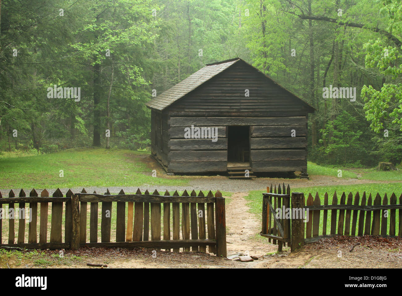 Scuola di Greenbrier. Parco Nazionale di Great Smoky Mountains. Gatlinburg, Tennessee, Stati Uniti d'America. Costruzione di registro. Foto Stock