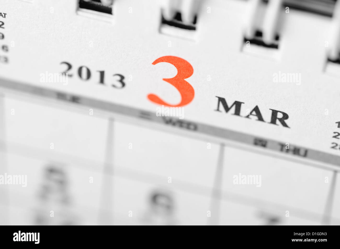 Marzo del 2013 Calendario Foto Stock