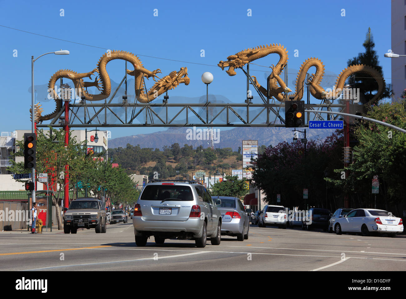 Cancello per Chinatown a Los Angeles, California, USA. Foto Stock