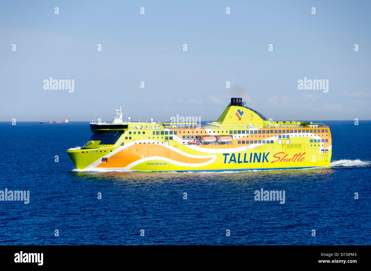 Tallink traghetti che viaggiano da Tallinn, Estonia, a Helsinki, Finlandia, nel mar Baltico, Scandinavia, Europa Foto Stock