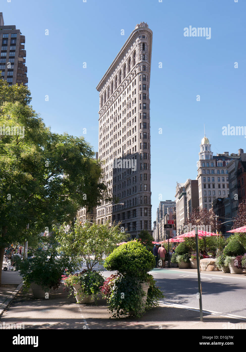 Il Flatiron Building sulla Quinta Avenue sulla isola di Manhattan a New York City Foto Stock