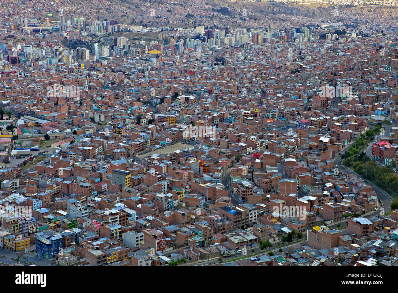 Vista sopra la città di La Paz, Bolivia, Sud America Foto Stock